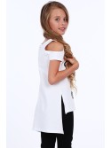 Girls\' blouse with bare shoulders, white NDZ8227 - Online store - Boutique